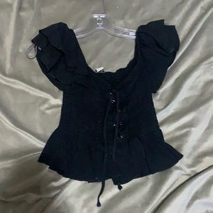 Urban planet // Black Fitted frill shirt